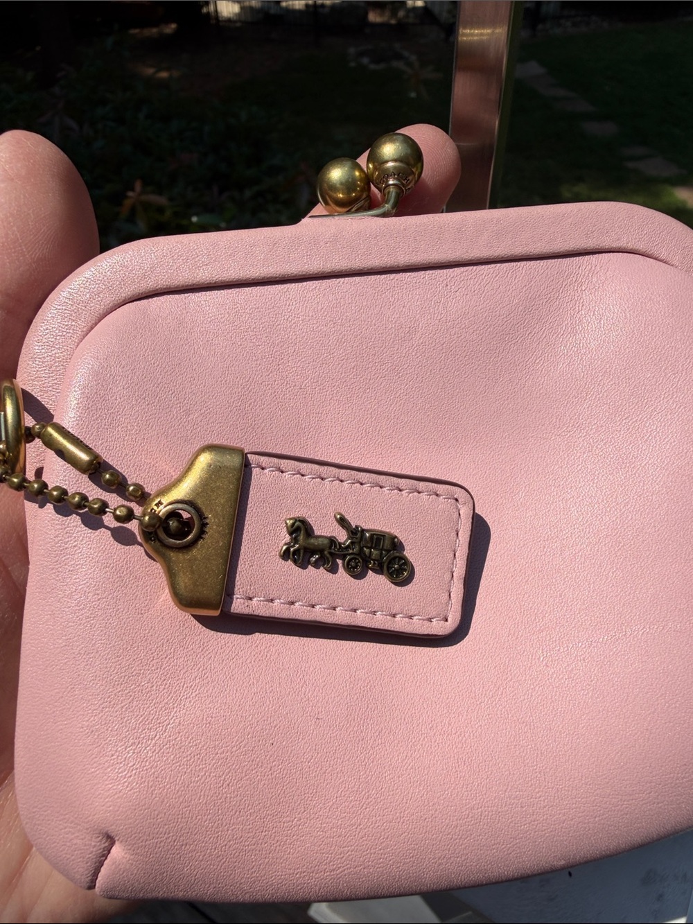 Coach Pink Leather Kiss-Lock Wristlet Coin Purse 1941 with Tag and dust bag - Picture 14 of 17